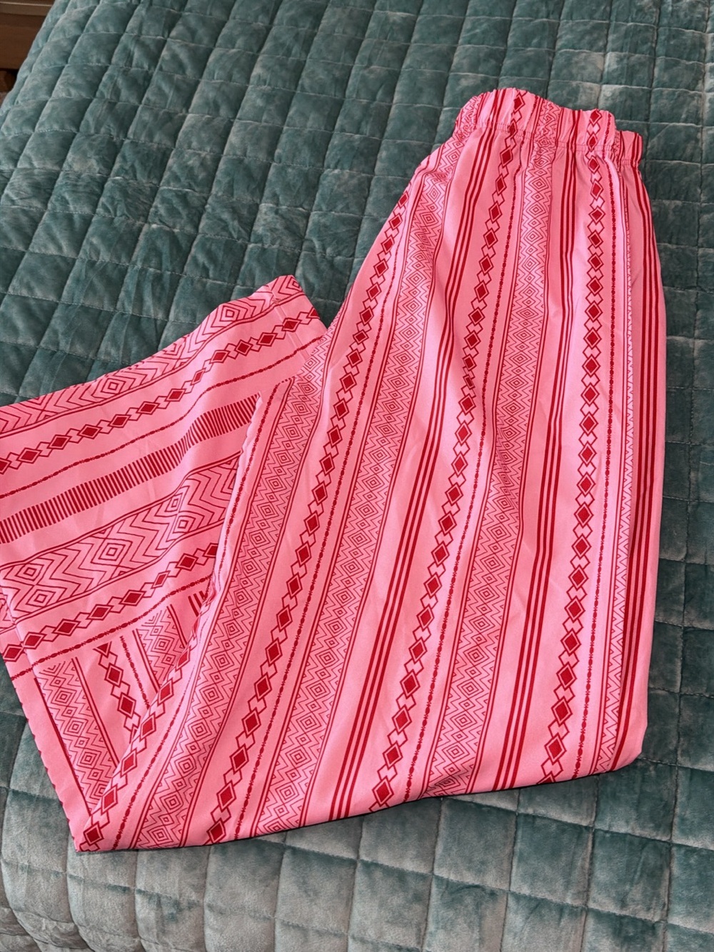 Pink & Red Striped Boho Pants